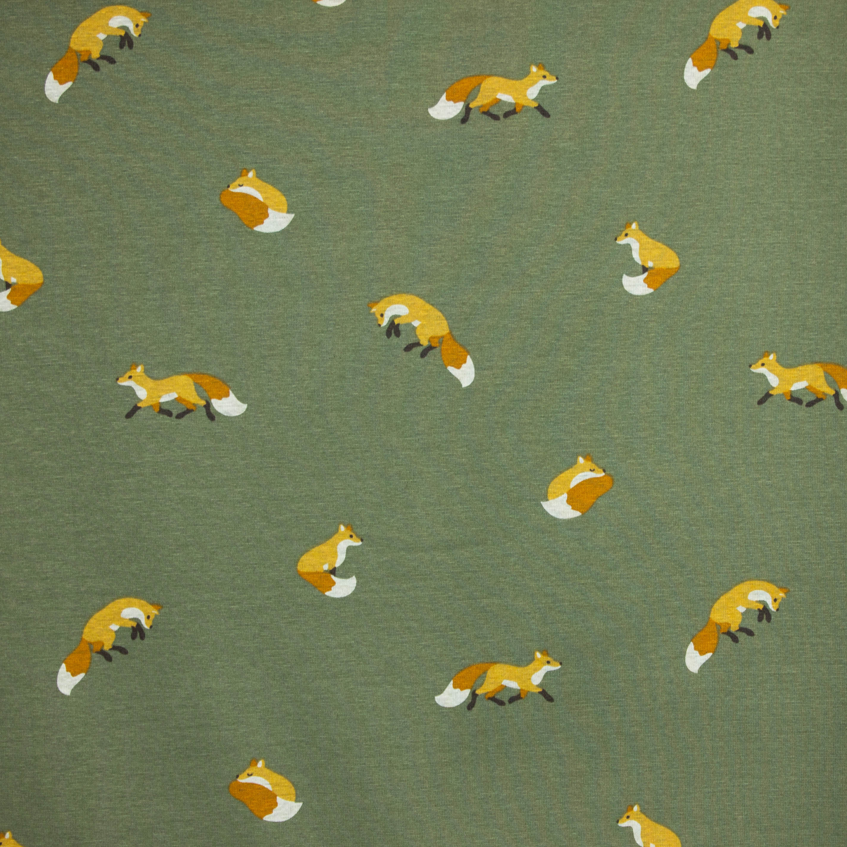 sweater met pels achterkant kaki groen met vosjes